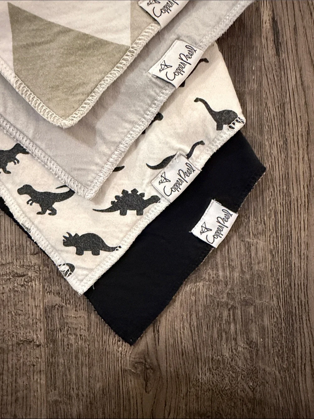 Copper pearlOrganic Cotton Baby Bandana Bibs Pack - Green, Yellow, Black & Cream